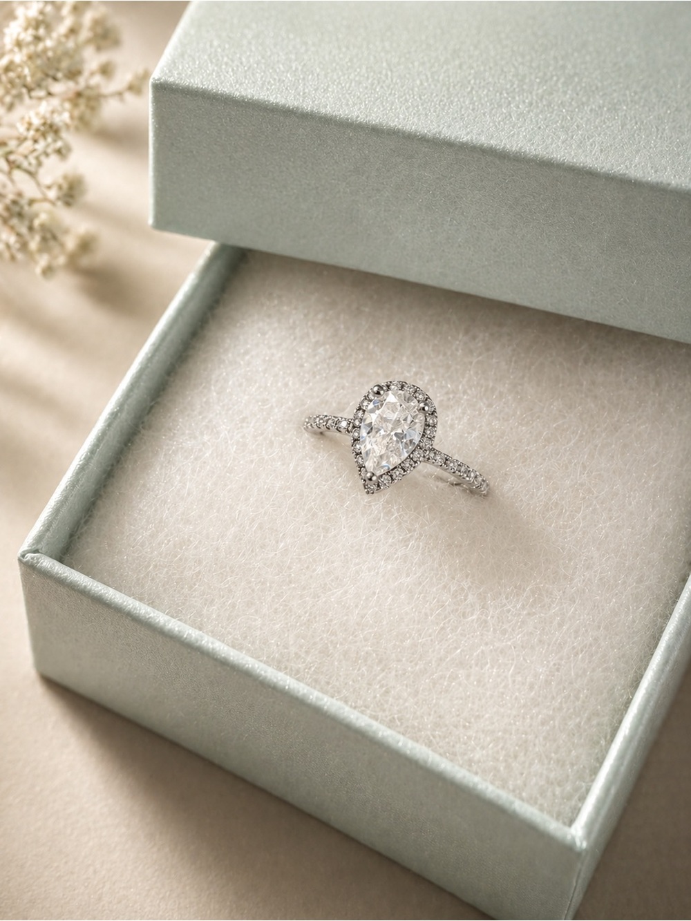Pear Shaped Moissanite Ring Sz 6